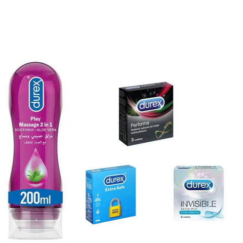Durex Lubricant 200ml ,Extra Safe,Invisible,Performa Premium Imported Condom