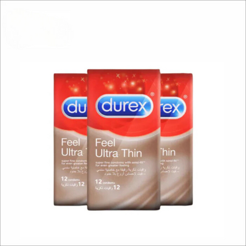 Pack of 3 Durex Feel Ultra thin Condoms of 12